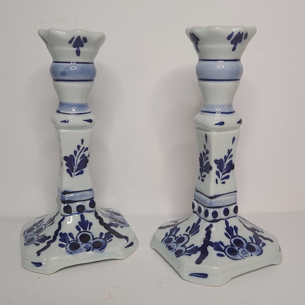 Delft Candlestick Holder Set of 2